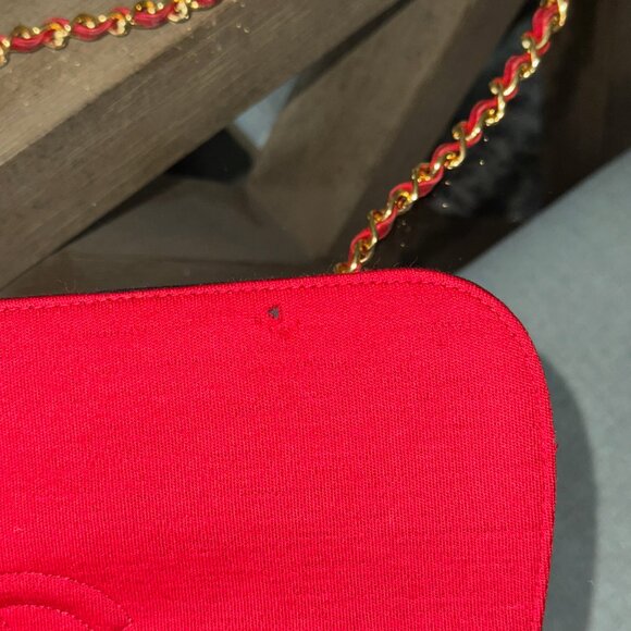 CHANEL Jersey Shoulder Bag w/Removable Pouch Red - Picture 12 of 16